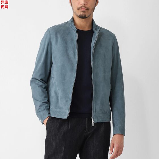 
Interracial Japanese purchasing Italian EMMETI 2026 spring men's zippered soft suede lambskin jacket leather jacket