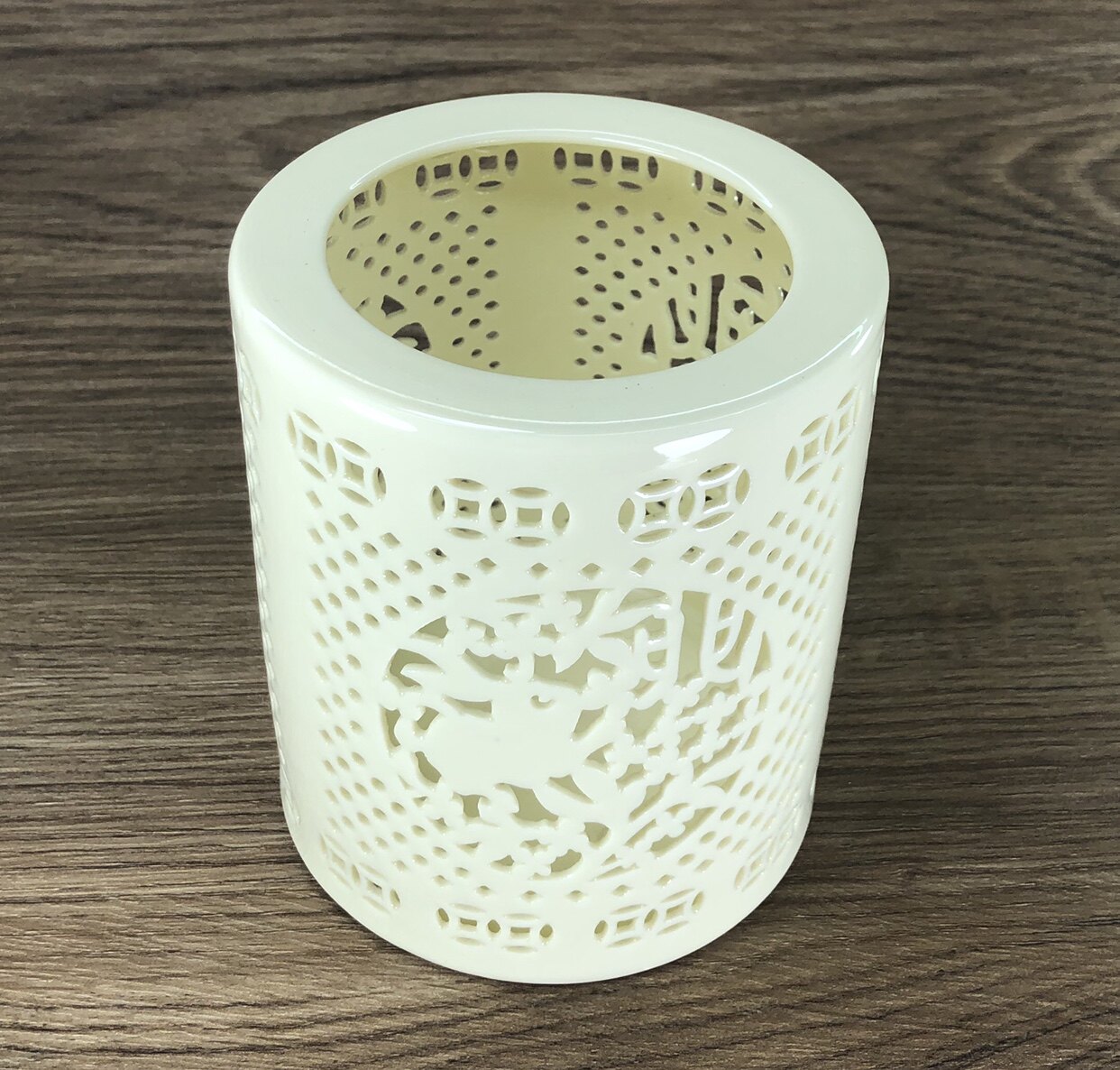 JINGDEZHEN 세라믹 조디악 토끼 펜 홀더 사무실 빈 연구 중국어 장식 스승의 날 선물 복고풍 장식-