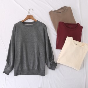 日单春秋新款休闲百搭圆领罗纹长袖毛圈纯色卫衣上衣男女25182