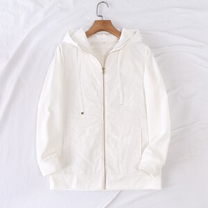 Daily single winter season new simple casual hooded lace-up long sleeve zipper thin cotton coat coat for women 17550
