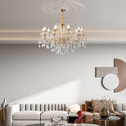 American Retro Crystal Lamp for Living Room, Luxurious High-End European-Style Candle Lamp for Bedroom and Dining Room, Elegant French Crystal Chandelier