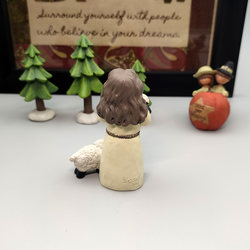 Original Handmade Farmer Sheep Cute Character Desktop Ornament Resin Three-Dimensional Home Decoration Birthday Gift