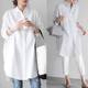 Korean white shirt for women long sleeves, mid-length loose large size slim striped top 2025 spring and autumn new shirt