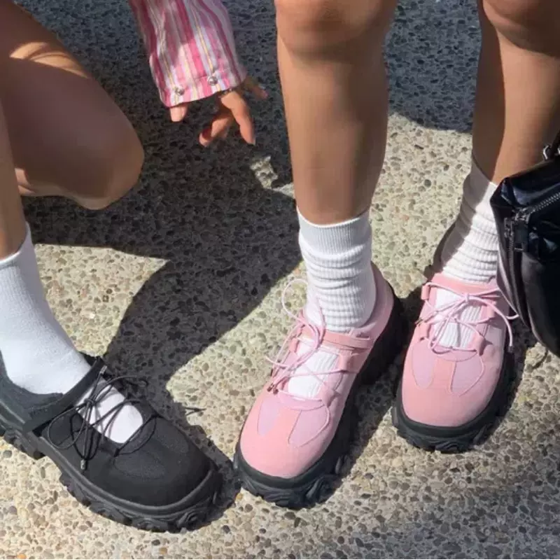 韩国代购att String maryjane sneakers 绑带玛丽珍厚底单鞋