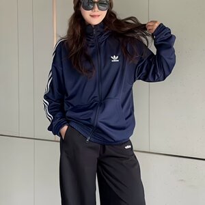
Adidas Clover Jacket Men and Women's Same Classic Retro Stand Collar Windproof Casual Jacket Genuine JL8398