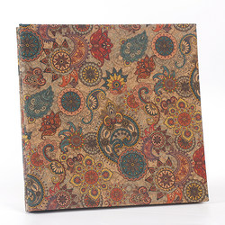 Natural Cork Printed Eco-Friendly Leather Cover, Vintage Style Photo Album with Laminated Inner Pages, Adhesive Photo Album