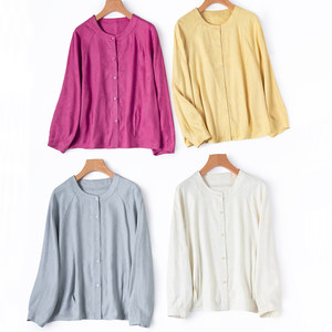 
100 Mulberry Silk Practical Small Cardigan! Jacquard Silk Loose Round Neck Candy Color Silk Short Jacket for Women