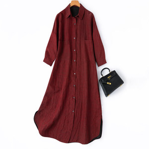 
Rare and high-quality 'Red Turtle in Fresh Clothes' extended silk tortoise cracked fragrant cloud gauze square neck dropped shoulder sleeves loose shirt dress