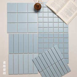 French Retro Light Blue Mosaic Tiles for Kitchen, Bathroom, Entrance, Cafe, Bar, Guesthouse Background Wall Tiles