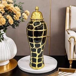 Hot-selling general light luxury electroplated ceramic jar European flower arrangement vase crafts ornaments entrance soft decoration storage