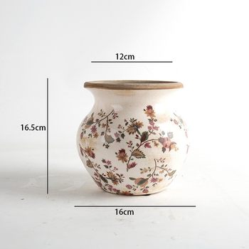 Central and Northern European creative ceramics ice-cracked glaze succulent green plant pots decals retro pastoral home gardening soft decoration