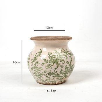 
Central and Northern European succulent ceramic ice-cracked glaze creative green plant pots and plant pots decals retro pastoral home gardening soft decoration