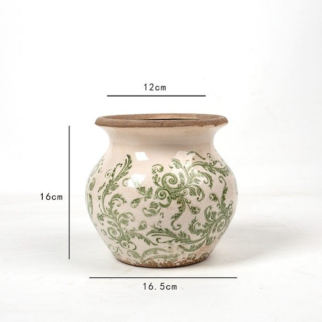 
Central and Northern European succulent ceramic ice-cracked glaze creative green plant pots and plant pots decals retro pastoral home gardening soft decoration