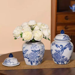 Hot-selling hand-painted blue and white porcelain vase decoration retro living room home furnishings dining table TV cabinet flower arrangement vase storage