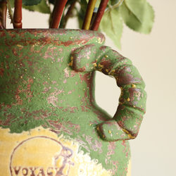American country high-end handmade glaze decorative vase ornaments wedding home retro ceramic bird pattern storage jar