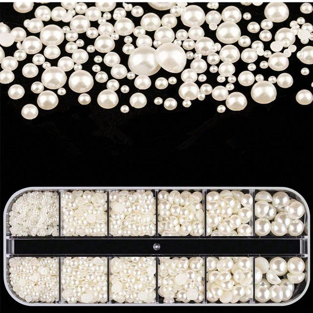 3-10mm mixed flat bottom imitation pearl patch half side diy hairpin hair accessories patch handmade manicure clothing accessories