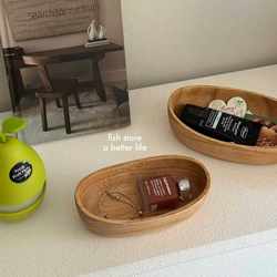 *Fish Store* Japanese Retro Oval Key Jewelry Storage Box Home Decor Photo Props Wooden Tray