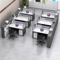 Staff Office Desk and Chair Set, Simple Double-Seater for 4/6 People, Facing Each Other, Financial Office Partition Workstation