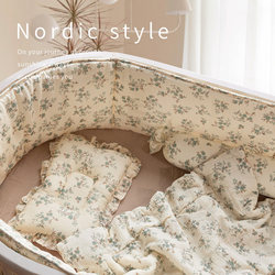 Baby Crib Bumper Soft Cover Anti-Collision Baby Bed Rail Protector Fabric Children's Protective Barrier Class a Pure Cotton Breathable