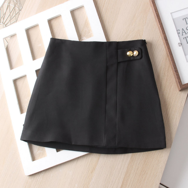 New spring 2025 products, high waist side zipper button light hip skirt, A-line slim and versatile casual women's skirt