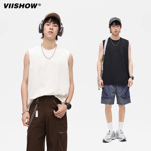Viishow2024 Summer Simple Pure Color Vest Men's Tide Brand Handsome Sleeveless Loose Sports Sweat vest
