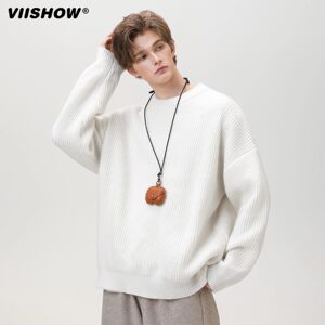 
VIISHOW round neck basic sweater casual loose sweater winter couple lazy style warm sweater men