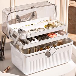 Cosmetic Storage Box, High-End Skin Care Product Desktop Dust-Proof Art Student Tool Box, Nail Art Storage Box, Jewelry