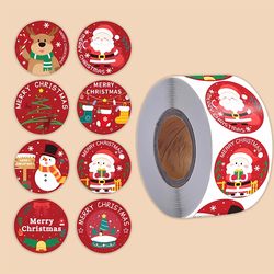 500 Stickers/Roll Christmas Stickers Sealing Stickers Decorative Small Patterns Cute Small Stickers Decorative Stickers Round Girl