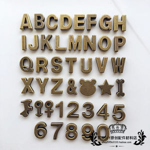 
DIY bronze jewelry accessories accessories ZAKKA retro digital letter symbol shape Extra large flat perforated