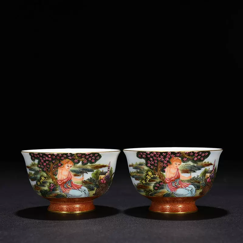 清乾隆珐琅彩西洋人物纹杯海外回流古董古玩古瓷器收藏*220121-Taobao
