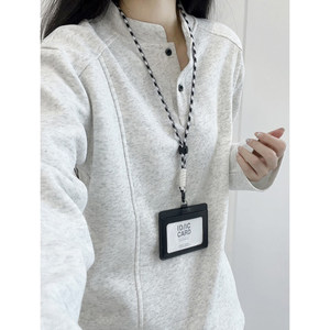 
White American Henley collar long-sleeved T-shirt for men and women in early autumn waffle square shoulder sweatshirt high-end inner layering shirt