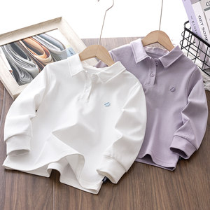 
Boys' long-sleeved POLO shirt 2026 new children's cotton T-shirt spring and autumn boys' tops medium and large children's bottoming shirts
