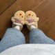 
Cute cartoon butter bear furry slippers for women autumn and winter new outer wear thick-soled home warm anti-slip cotton slippers