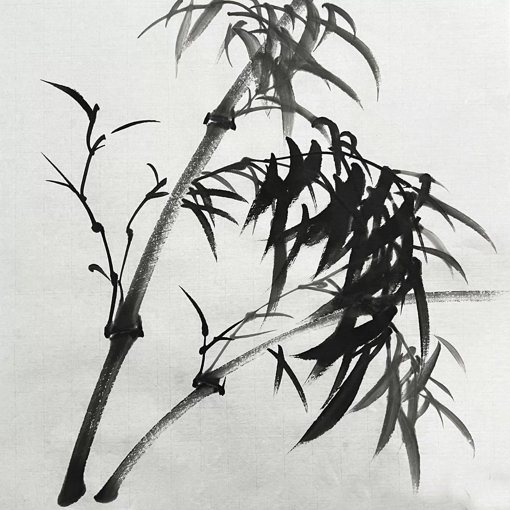 中国古美術・蘭竹之情三尺画芯・董卿印款・水墨画・純手描き・鑑賞用・宣紙・带水印 中国古美術・蘭竹之情三尺画芯・董卿印款・水墨画・純手描き