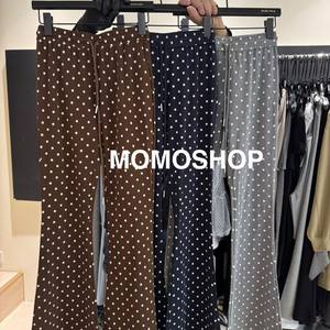 
Korean version 2026 spring new American casual sports retro polka dot print slim and versatile bell-bottom trousers for women