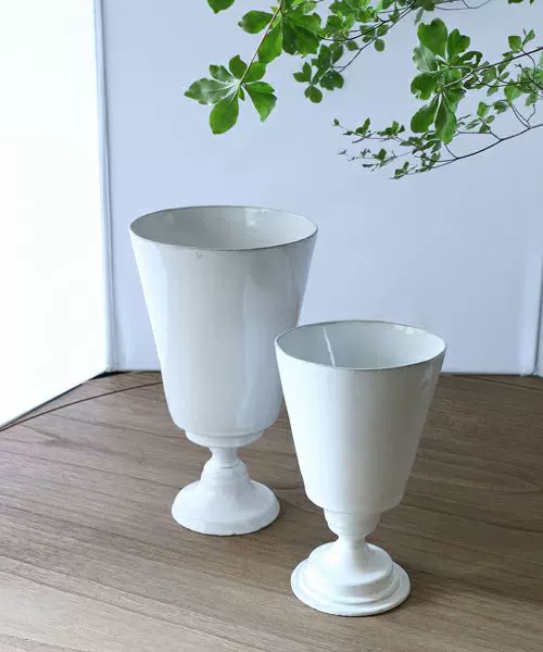 现货法国Astier de Villatte 黑陶土手工花瓶纯白花桶-Taobao