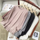Leather pink curved bottom shirt big size female spring loose, thin round neck long -sleeved main shoulder t -shirt mask