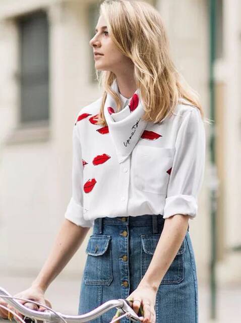 Large size women's LS EQUIOMENT shirt casual loose white silk printed shirt silk popular direct sales