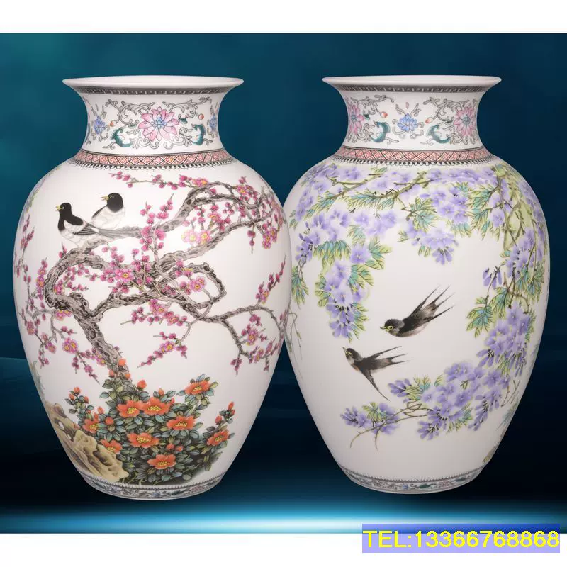 瓷韵1018莲子瓶陶瓷花瓶粉彩瓷瓷器摆件张松茂徐亚凤-Taobao