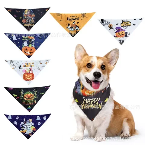 
Halloween funny spit towel pet large dog pumpkin head toy pet dog scarf
