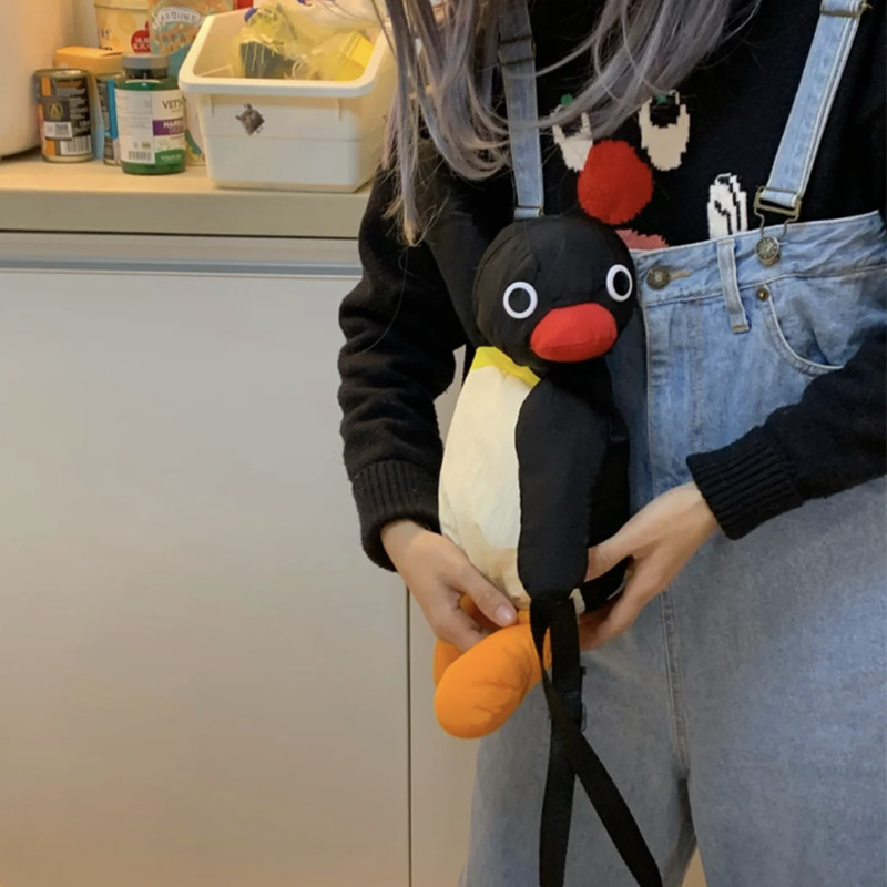 Peluche Familiar de Pingüino Pingu Lindo Accesorio para Mochila