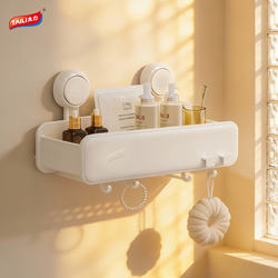 Taily Suction Cup Bathroom Shelf for Toilet, Washroom, and Restroom Wall, Cosmetic Storage Organizer