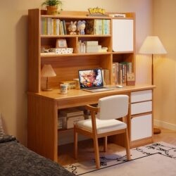 Desk and Bookshelf Integrated Table for Students, Home Use with Drawer Storage, Study Desk for Bedroom, 2026 New Model Office Computer Desk