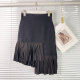 Autumn and winter high waist pleated skirt short skirt skirt hip skirt fish tail one step a pleated asymmetric knitted skirt women