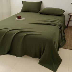 
Pure cotton wrinkled yarn type A bed sheet single piece pure cotton 100 four seasons universal thickened solid color double household bed sheet