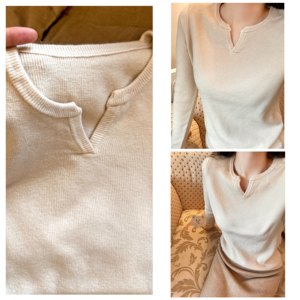 Evening Time 9.6 Soft and Glutinous Skin friendly Whitening V-neck Knitted Shirt Top Multi color Autumn/Winter Bottom Sweater for Women