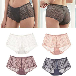 Waterless underwear Ladies Soft lace sexy girl pure cotton inner crotch fast dry and breathable solid color low -waist small flat corner panties
