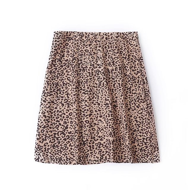 Leopard print skirt, new A-line mid-length skirt in summer, slim and versatile thin women's skirt K/16-4
