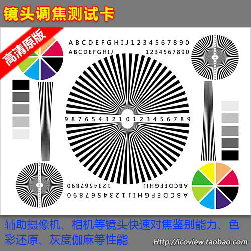 Lens focus test card surveillance camera test chart focus debugging