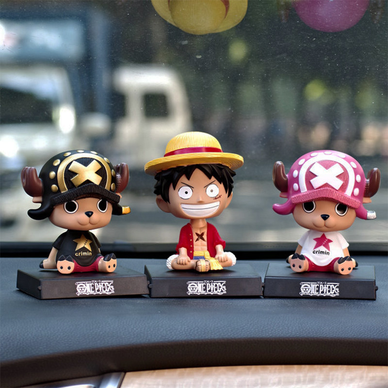 Cartoon Anime One Piece Car Ornament Luffy Chopper Shaking Head Doll ...